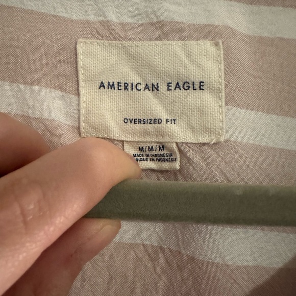 Pink and White Striped American Eagle Button Down - Picture 2 of 4